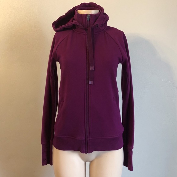 Athleta Triumph Hoodie Sweatshirt Jacket Velvet Plum Sz XS - Picture 4 of 12
